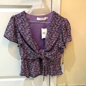 NWT ASTR Purple Floral Tie Top